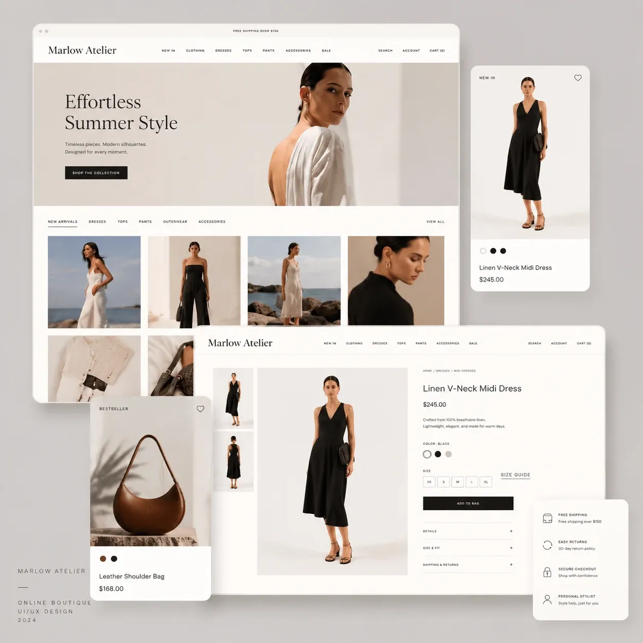 Online shop design for the fashion boutique Marlow Atelier