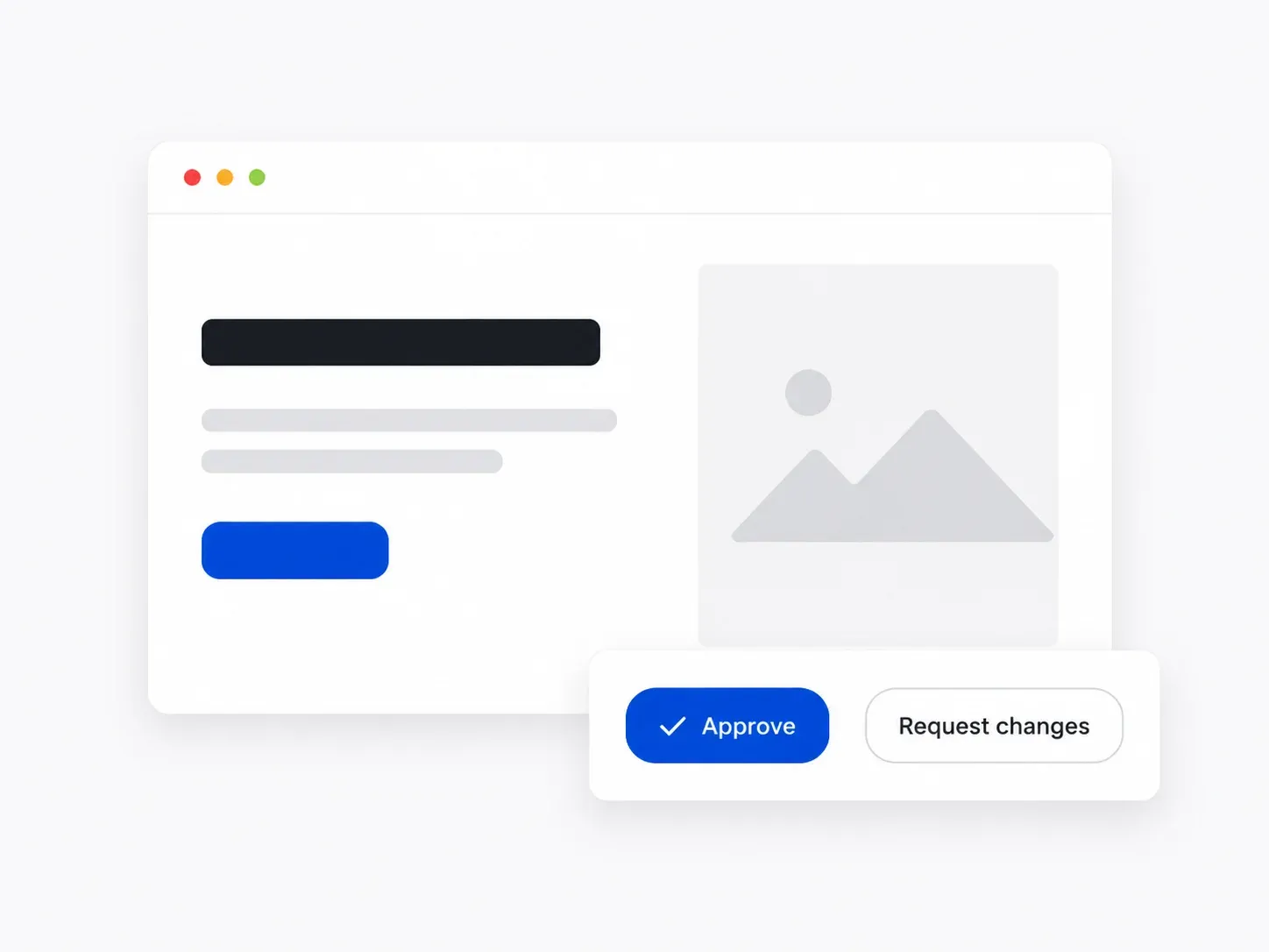 Homepage design in a browser window with Approve and Request changes buttons